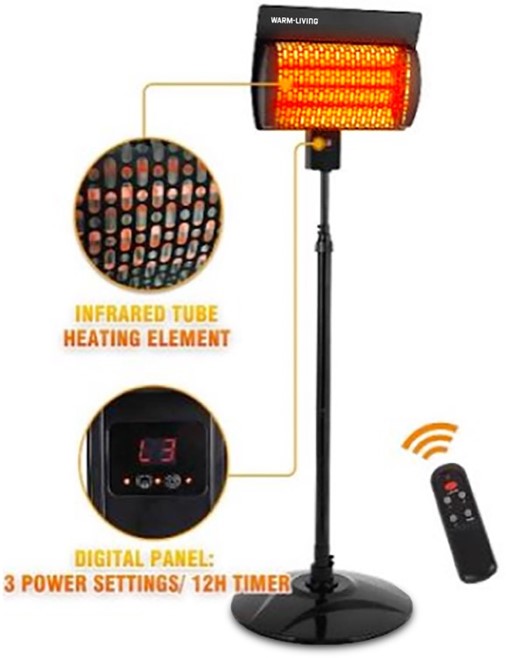 Freestanding or Wall Mount Infrared Patio Heater
